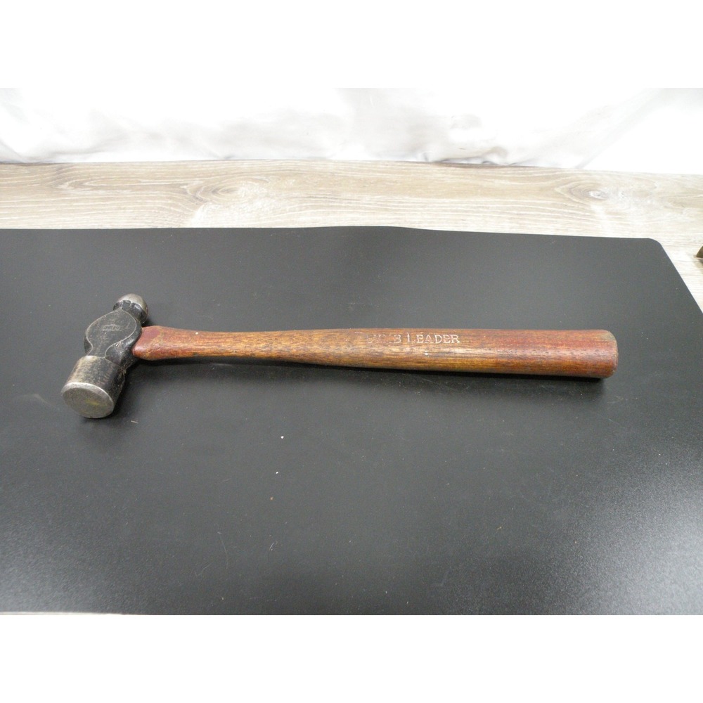 Vintage Plumb Leader Ball Peen Hammer Wood Handle Metalworking Machinist Tool
